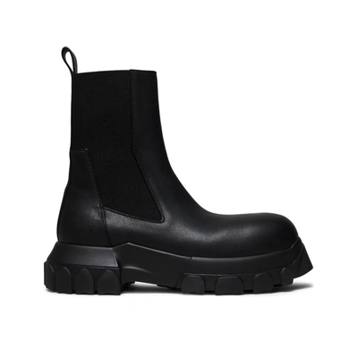 Rick Owens Mens Black Lug-sole Leather Ankle Boots