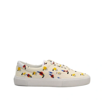 Saint Laurent Canvas And Leather Sneakers In White