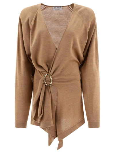 Attico Wool Cardigan In Brown