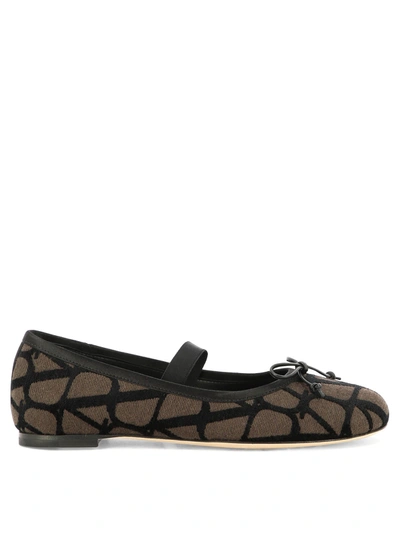 Valentino Garavani Woman Ballet Flats Brown Size 9 Textile Fibers In Black