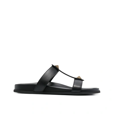 Valentino Garavani Roman Stud Slide Sandals In Black