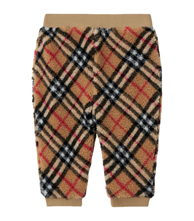 Burberry Kids Fleece Check Sweatpants (6-24 Months) In Neutrals