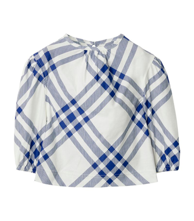 Burberry Gathered Check Blouse (6-24 Months) In White