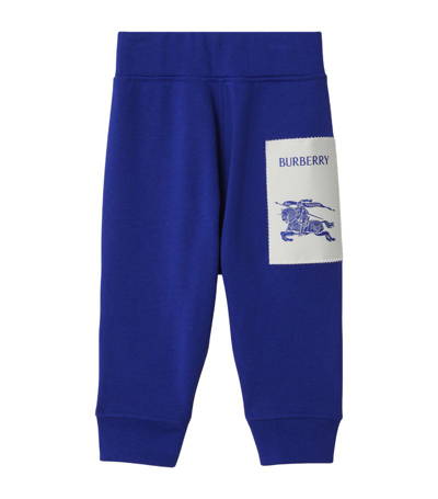Burberry Kids Cotton Ekd Sweatpants (6-24 Months) In Blue