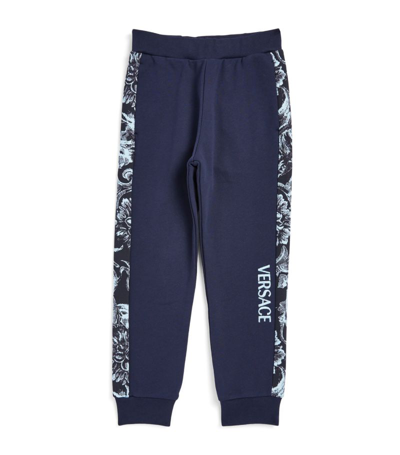 Young Versace Kids' Cotton Spliced Print Sweatpants (4-14 Years) In Navy