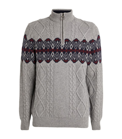 Barbour Fair Isle Alwinton Sweater In Grey