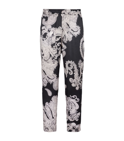 Balmain Paisley-print Silk Track Pants In Black