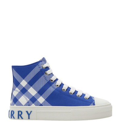 Burberry Kids' Check-print High-top Sneakers In Blue