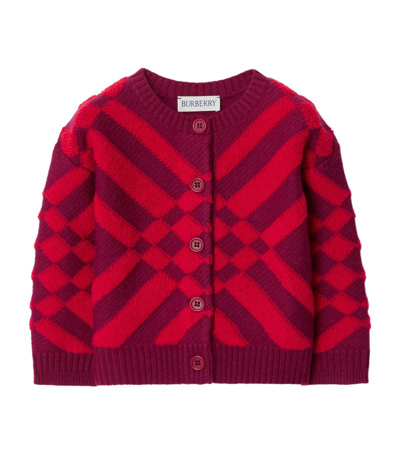 Burberry Kids Wool-cashmere Check Cardigan (6-24 Months) In Multi