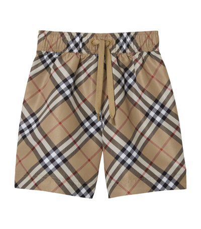 Burberry Kids Check Swim Shorts (6-24 Months) In Brown