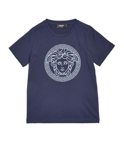 Young Versace Kids' Medusa Print T-shirt (4-14 Years) In Navy