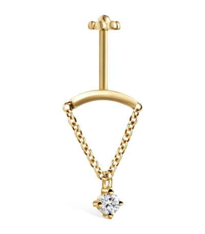 Maria Tash Prong Set Diamond Drape Threaded Stud Earring (2mm) In Gold