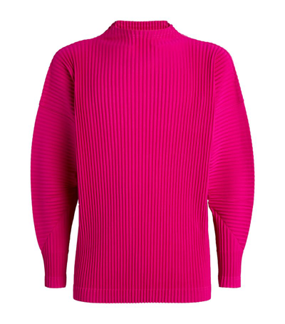 Issey Miyake Pleated High-neck T-shirt In Pink