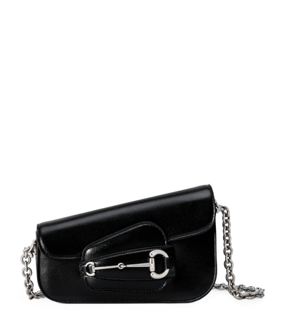 Gucci Mini Leather Asymmetric Horsebit 1955 Shoulder Bag In Black