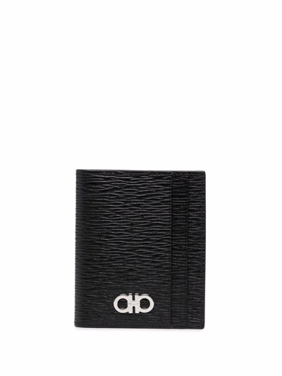 Ferragamo Gancini Leather Wallet In Black