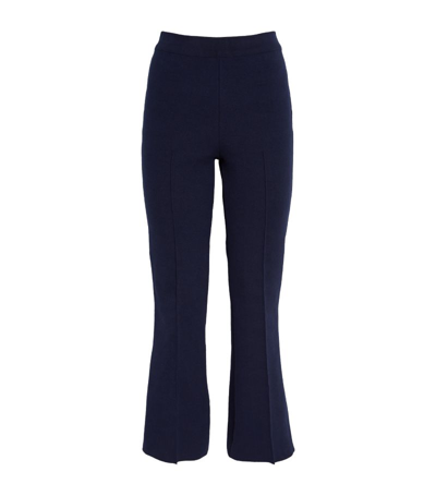 High Sport Long Kick Flared Stretch-cotton Knit Trousers In Navy