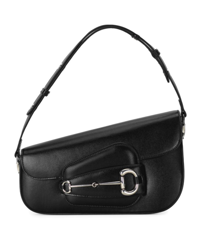 Gucci Small Leather Asymmetric Horsebit 1955 Shoulder Bag In Black