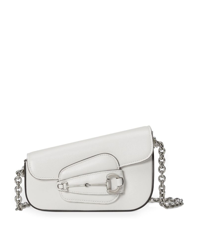 Gucci Mini Leather Asymmetric Horsebit 1955 Shoulder Bag In White