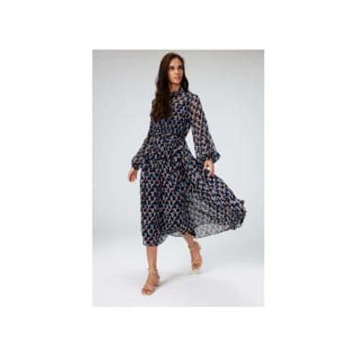 Diane Von Furstenberg Kent Geometric High Neck Dress With Slip Size: 1