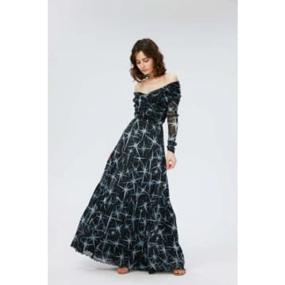 DIANE VON FURSTENBERG DIANE VON FURSTENBERG STASSI BLUE MAGIC STARS MAXI DRESS SIZE: S, COL: