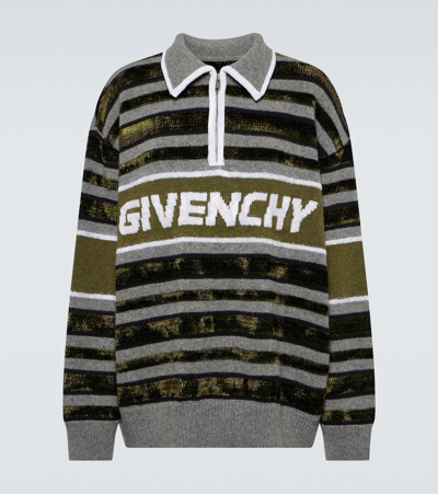 Givenchy Striped Wool-blend Half-zip Sweater In Multicoloured