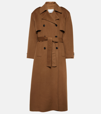 The Frankie Shop Nikola Wool And Cashmere Trench Coat In Brown