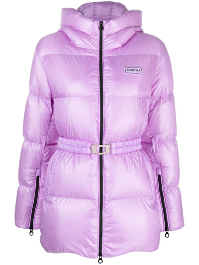 Duvetica Alloro Belted Padded Jacket In Purple