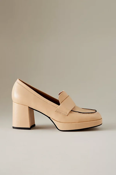 Angel Alarcon Leather Heeled Platform Loafers In Pink
