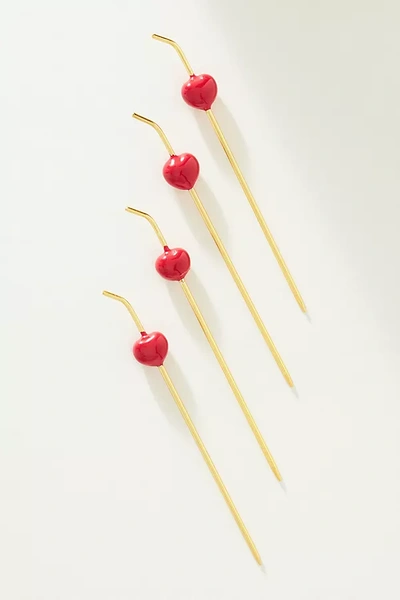 Anthropologie Cherry Garnish Cocktail Picks, Set Of 4
