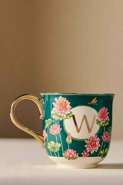 Lou Rota For Anthropologie Nature Table Monogram Mug In Green