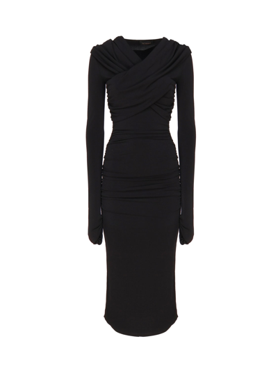 The Andamane Fitted Dress With Hood In Black
