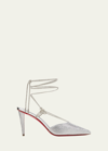 CHRISTIAN LOUBOUTIN ASTRID CRYSTAL RED SOLE ANKLE-WRAP PUMPS