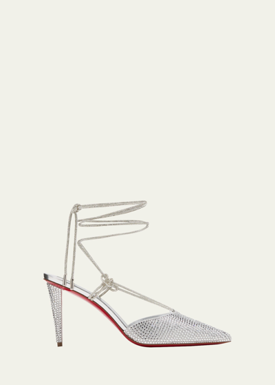 Christian Louboutin Women's Astrif 85mm Crystal-embellished Lace-up Pumps In Silver