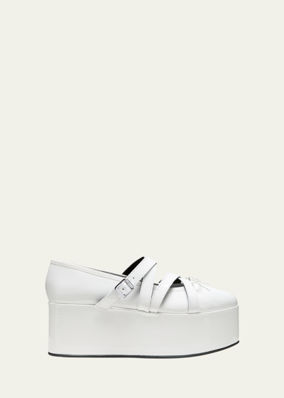 Noir Kei Ninomiya X Repetto Platform Patent Ballet Flats In White