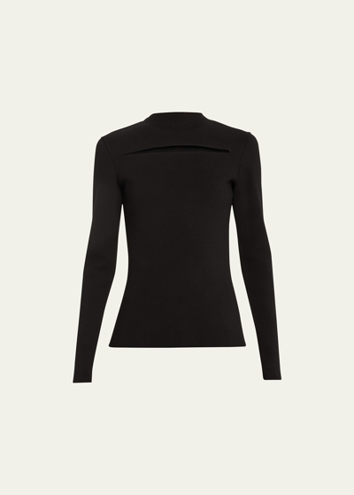 A.w.a.k.e. Long-sleeve Cut-out Top In Black