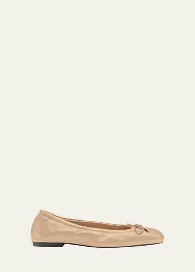 Stuart Weitzman Powder Pink Leather Bria Ballerinas In Adobe