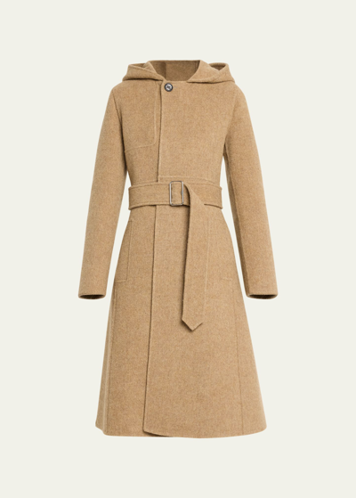 Burberry Cashmere And Wool Hooded Coat In Silt
