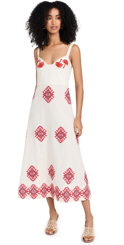 Johanna Ortiz + Net Sustain God Enkai Embroidered Cotton-poplin Midi Dress In Multicolor