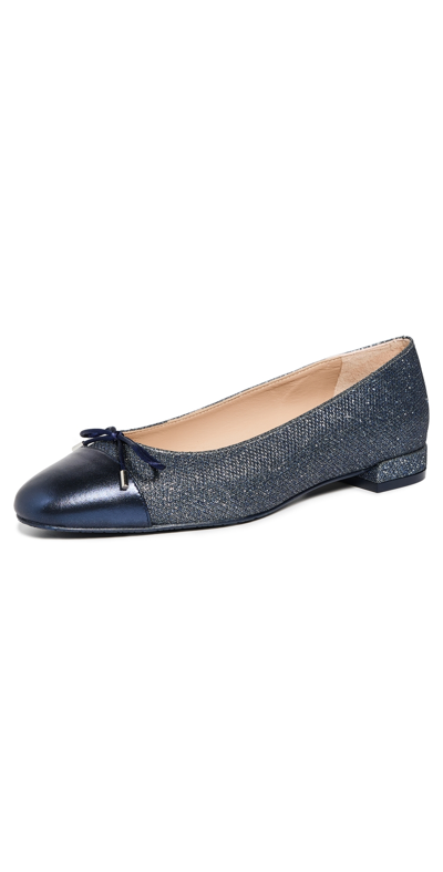 Stuart Weitzman Sleek Bow Flats Blue Steel/indigo