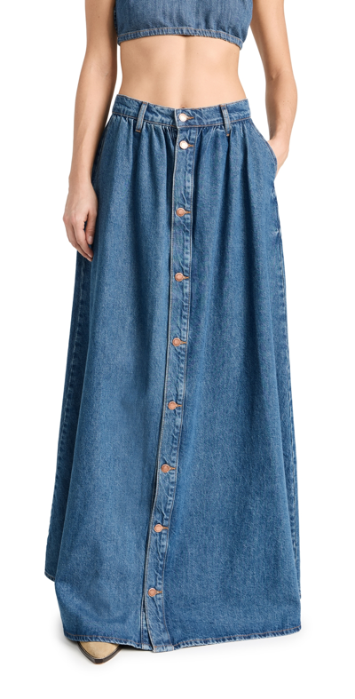 Triarchy Ms. Corey Floor Length Button-up Skirt Yellowstone Medium Indigo 25