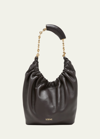 Loewe Small Squeeze Chain Leather Hobo Bag In Chocolate