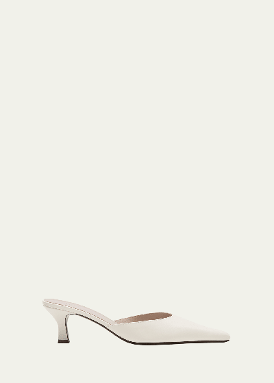 The Row Cybil Leather Mules In Off_white