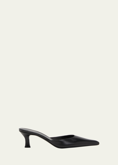 The Row Cybil Leather Mule Pumps In Black