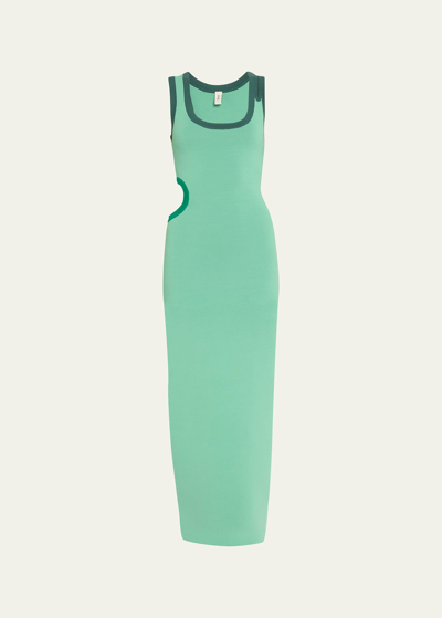 Sir Salvador Cutout Knitted Maxi Dress In Emerald