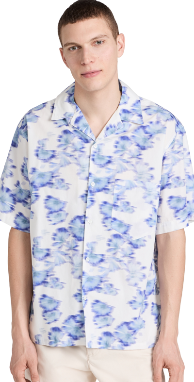 Isabel Marant Men's Lazlo Blurred Floral Camp Shirt In Light Blue
