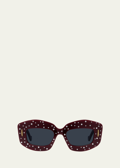 Loewe Starry Night Red Acetate Rectangle Sunglasses In Srd