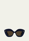 Loewe Anagram Acetate Butterfly Sunglasses In Sblu/brn