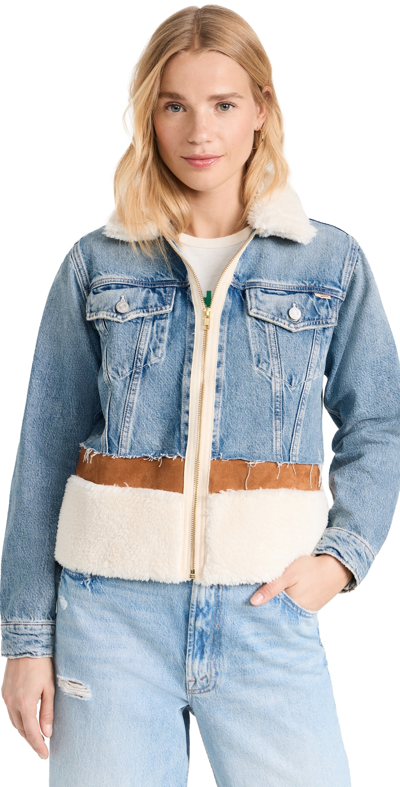 Mother The Cut And Paste Denim Combo Jacket In Blue