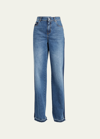 ALEXANDER MCQUEEN CONTRAST WIDE-LEG DENIM JEANS