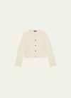 Theory Short Cashmere And Wool Knit Jacket In Iv